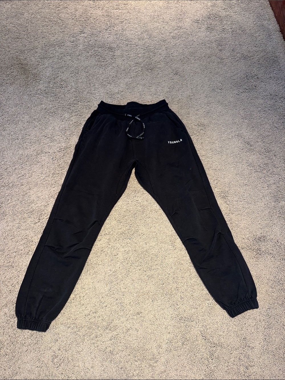 YoungLA Black Men’s Jogger Sweatpants with Drawstring Medium
